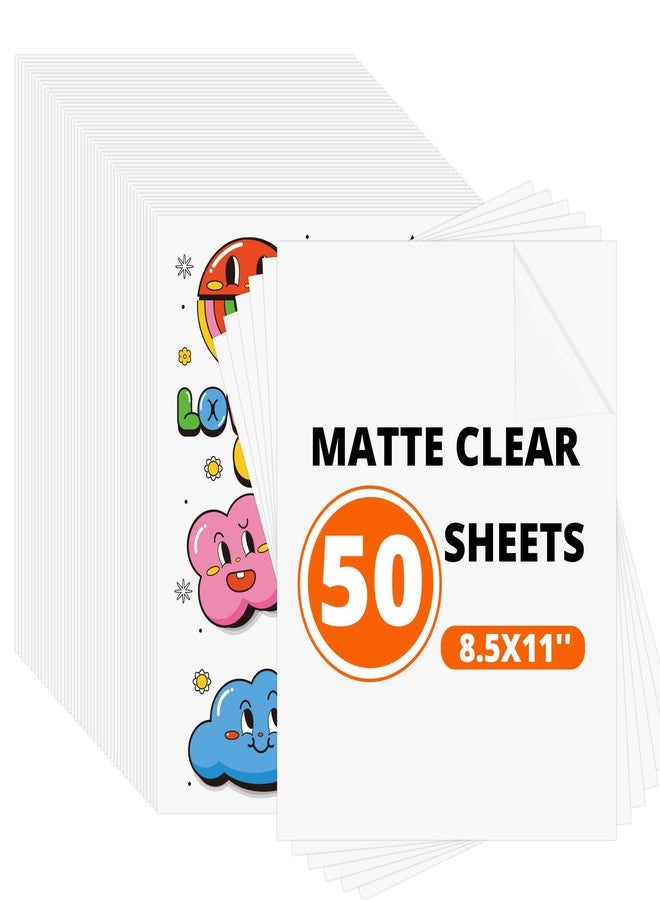 اتش تي في رونت ورق لاصق للتسامي من HTVRONT - 50 قطعة من ملصقات التسامي غير اللامعة المقاومة للماء مقاس 8.5 * 11 بوصة للزينة (شفاف) - Image 1